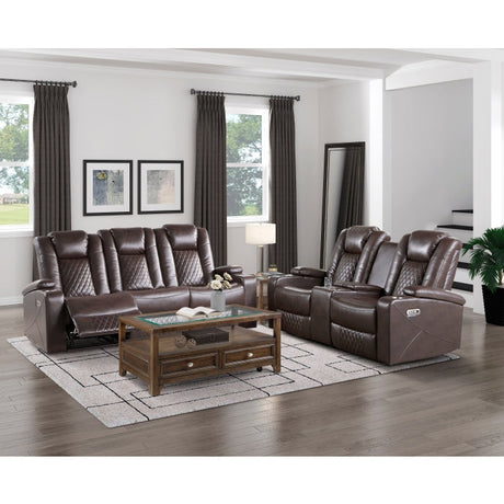 Caelan Brown Power Double Reclining Sofa - Ornate Home