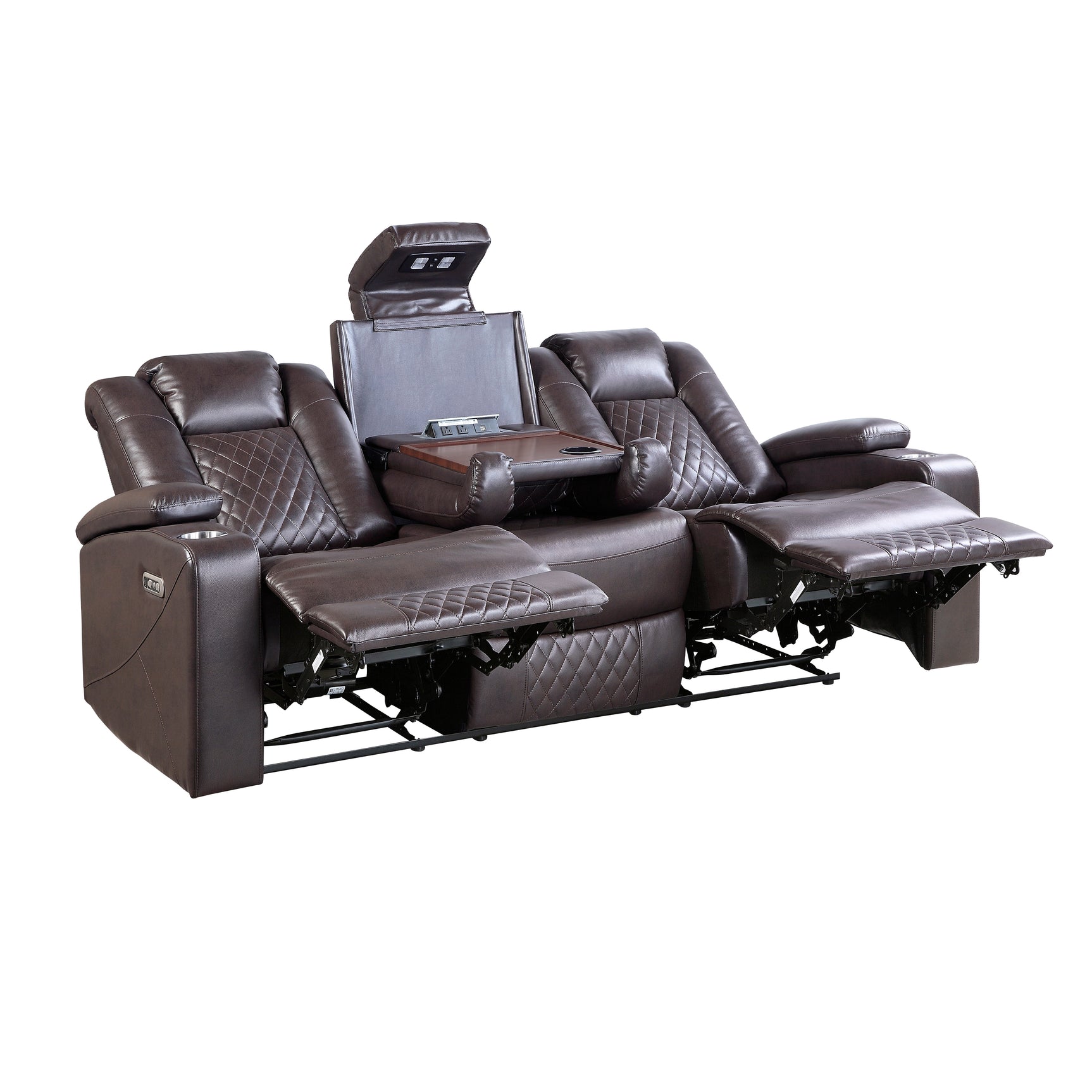 Caelan Dark Brown-Power Reclining Sofa and Loveseat - Ornate Home