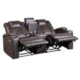 Caelan Dark Brown-Power Reclining Sofa and Loveseat - Ornate Home