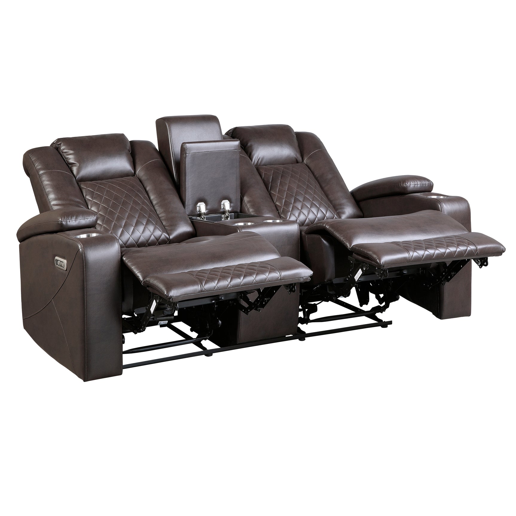Caelan Dark Brown-Power Reclining Sofa and Loveseat - Ornate Home
