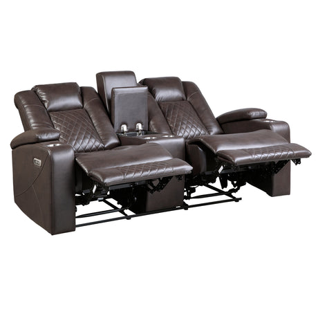 Caelan Dark Brown-Power Reclining Sofa and Loveseat - Ornate Home