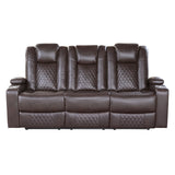 Caelan Dark Brown-Power Reclining Sofa and Loveseat - Ornate Home