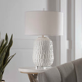 Caelina Textured White Table Lamp - Ornate Home