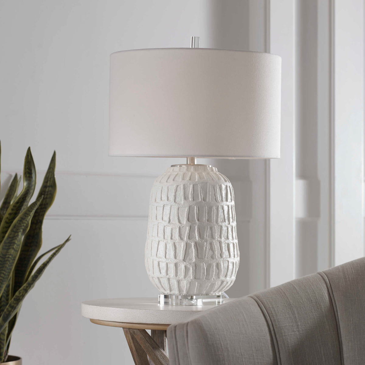 Caelina Textured White Table Lamp - Ornate Home