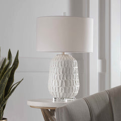 Caelina Textured White Table Lamp - Ornate Home