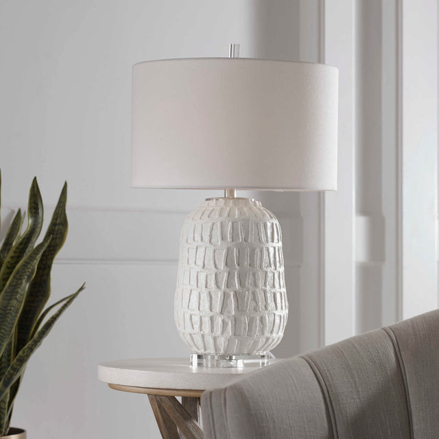 Caelina Textured White Table Lamp - Ornate Home