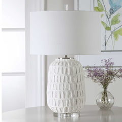 Caelina Textured White Table Lamp - Ornate Home