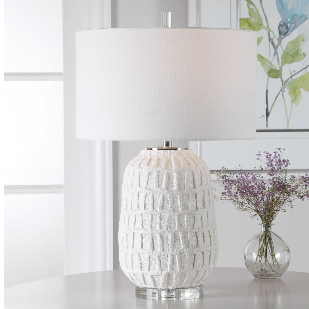 Caelina Textured White Table Lamp - Ornate Home