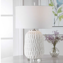 Caelina Textured White Table Lamp - Ornate Home
