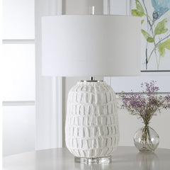 Caelina Textured White Table Lamp - Ornate Home