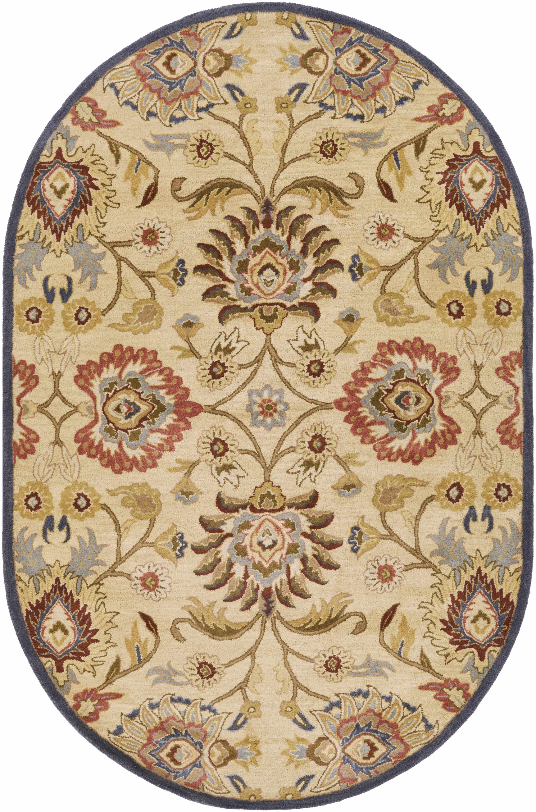 Caesar 1116 Hand Tufted Beige & Rust Wool Rug - Ornate Home