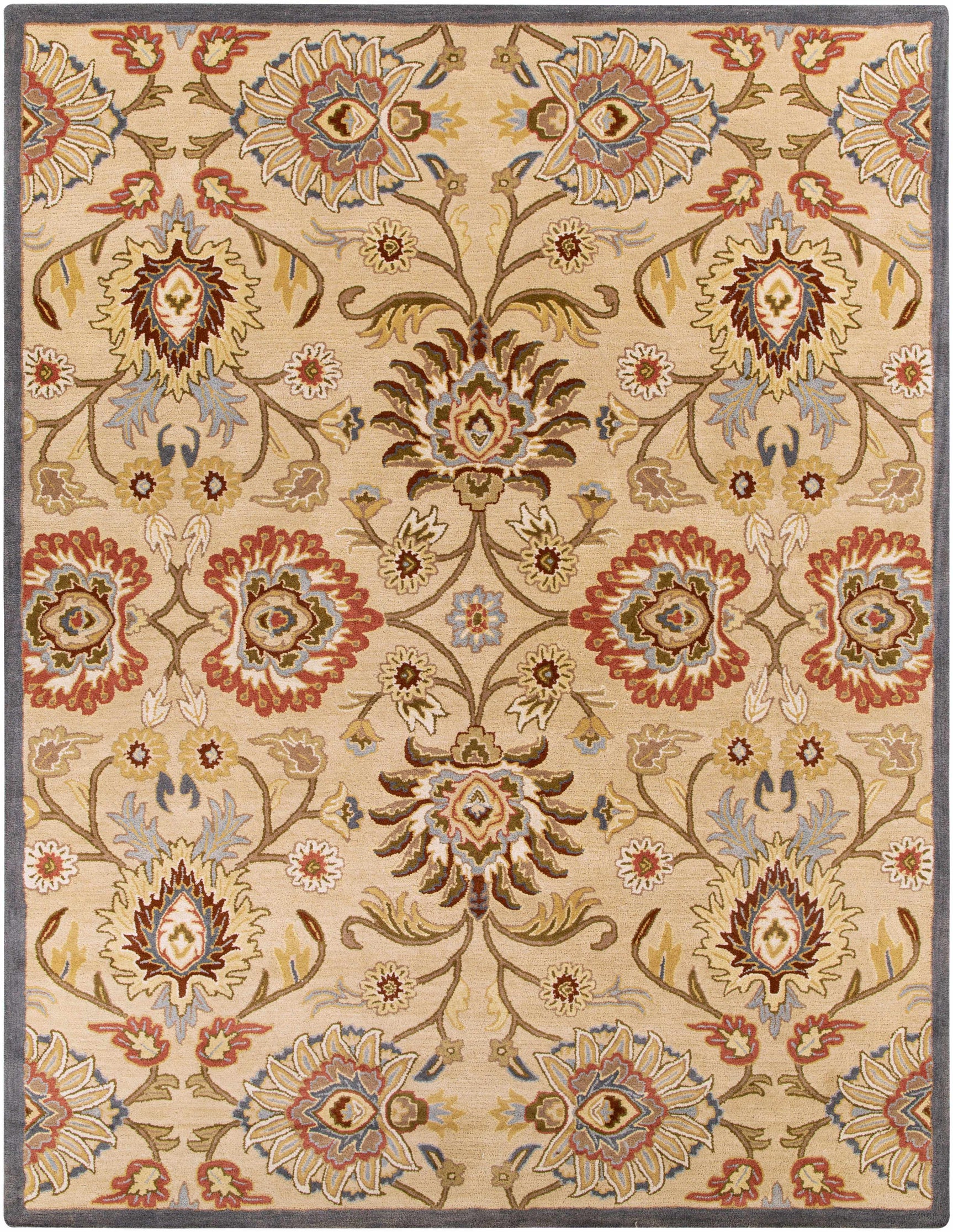 Caesar 1116 Hand Tufted Beige & Rust Wool Rug - Ornate Home