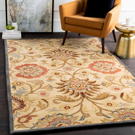Caesar 1116 Hand Tufted Beige & Rust Wool Rug - Ornate Home