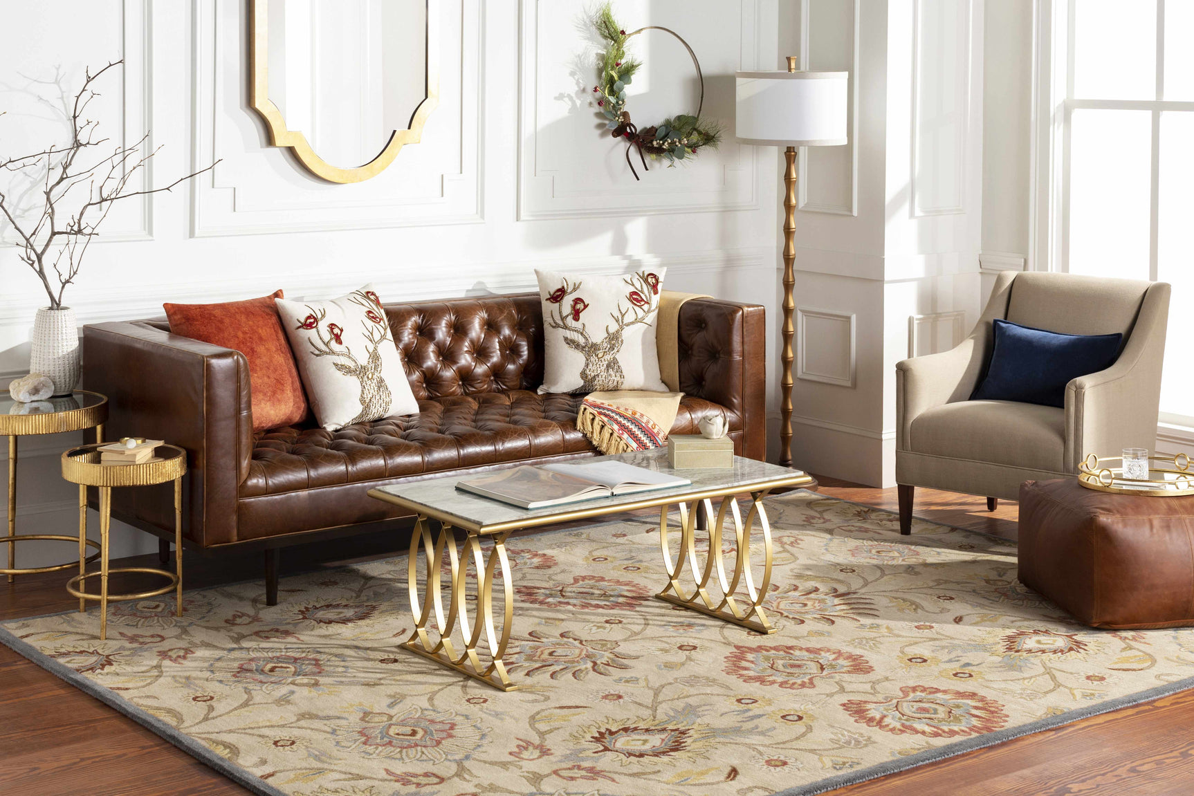 Caesar 1116 Hand Tufted Beige & Rust Wool Rug - Ornate Home