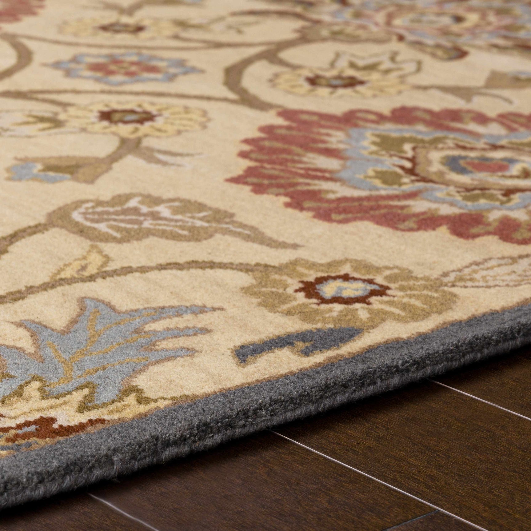 Caesar 1116 Hand Tufted Beige & Rust Wool Rug - Ornate Home