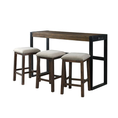 Caesar Brown/Black Occasional Bar Table Set (Table + Three Stools) - Ornate Home