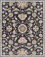Caesar CAE-1164 Black Floral Wool Rug - Ornate Home