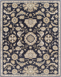 Caesar CAE-1164 Black Floral Wool Rug - Ornate Home