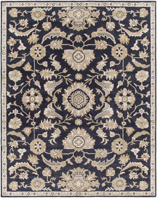 Caesar CAE-1164 Black Floral Wool Rug - Ornate Home