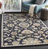 Caesar CAE-1164 Black Floral Wool Rug - Ornate Home