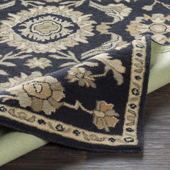 Caesar CAE-1164 Black Floral Wool Rug - Ornate Home