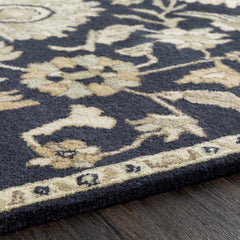 Caesar CAE-1164 Black Floral Wool Rug - Ornate Home