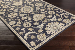 Caesar CAE-1164 Black Floral Wool Rug - Ornate Home