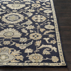 Caesar CAE-1164 Black Floral Wool Rug - Ornate Home