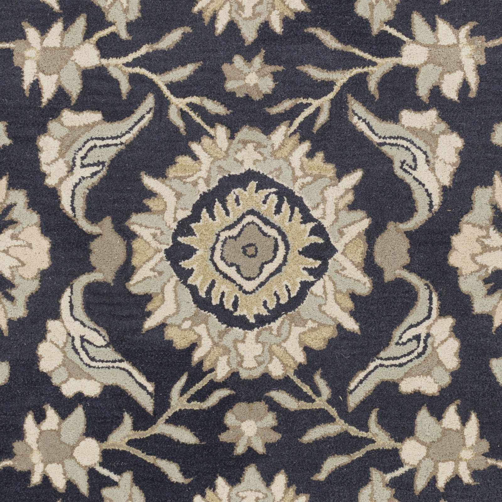 Caesar CAE-1164 Black Floral Wool Rug - Ornate Home