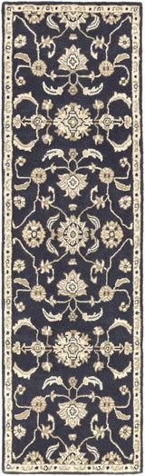 Caesar CAE-1164 Black Floral Wool Rug - Ornate Home