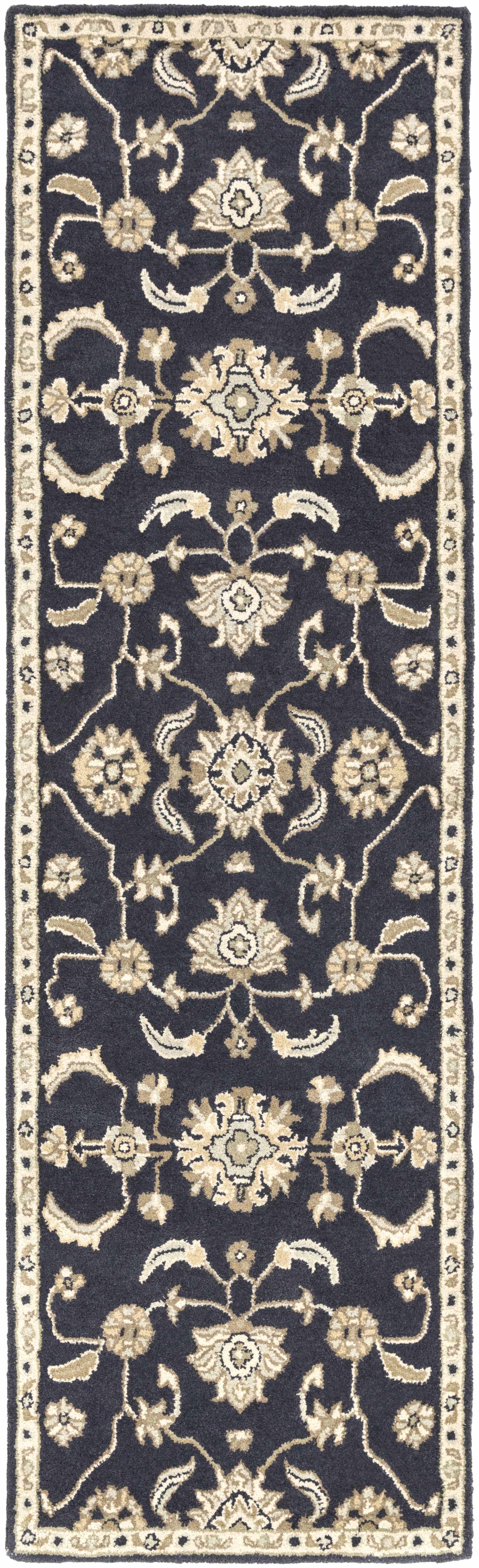 Caesar CAE-1164 Black Floral Wool Rug - Ornate Home