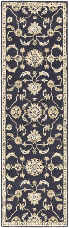 Caesar CAE-1164 Black Floral Wool Rug - Ornate Home