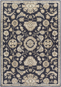 Caesar CAE-1164 Black Floral Wool Rug - Ornate Home