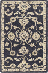 Caesar CAE-1164 Black Floral Wool Rug - Ornate Home