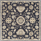 Caesar CAE-1164 Black Floral Wool Rug - Ornate Home