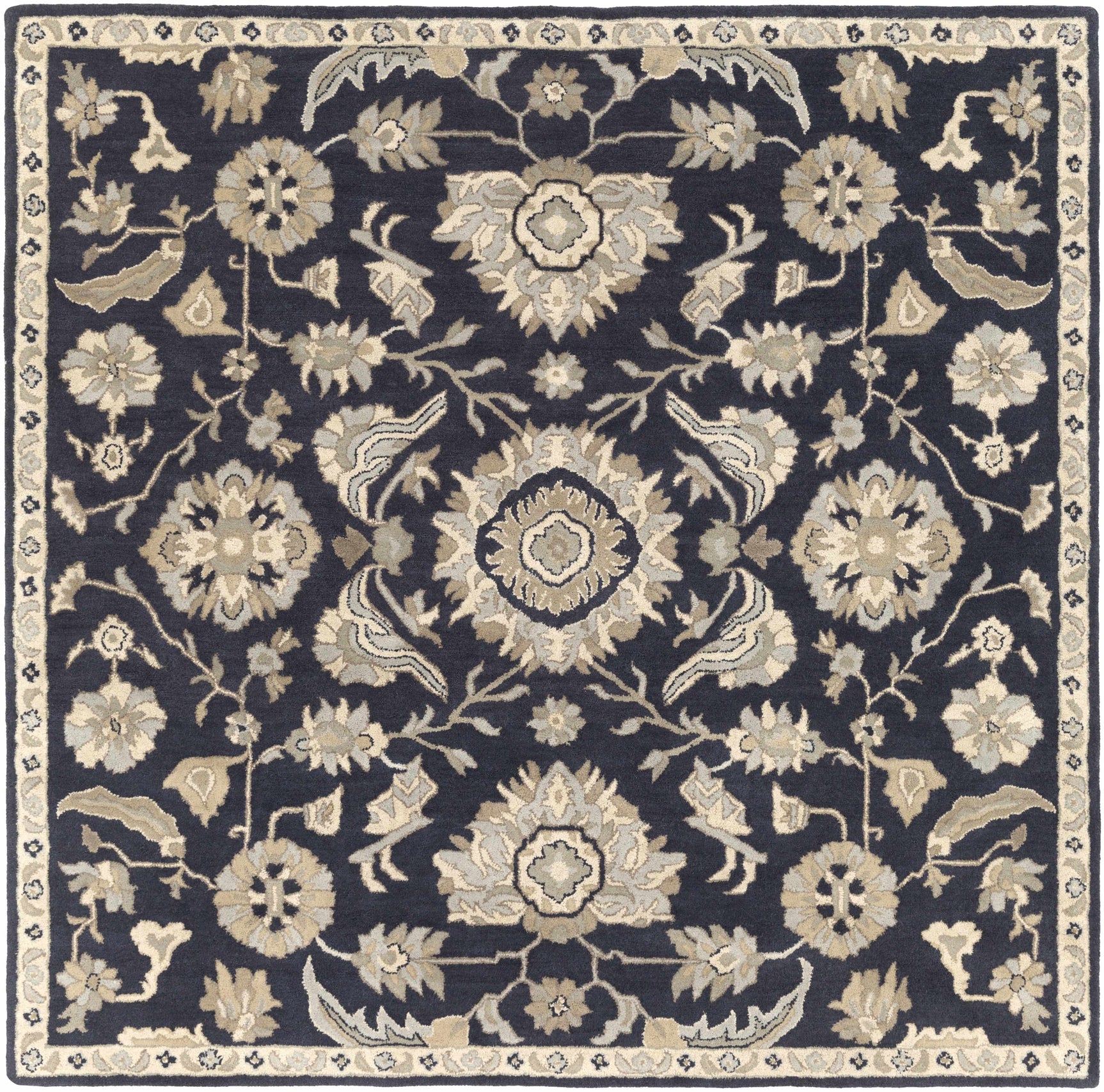 Caesar CAE-1164 Black Floral Wool Rug - Ornate Home