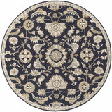Caesar CAE-1164 Black Floral Wool Rug - Ornate Home