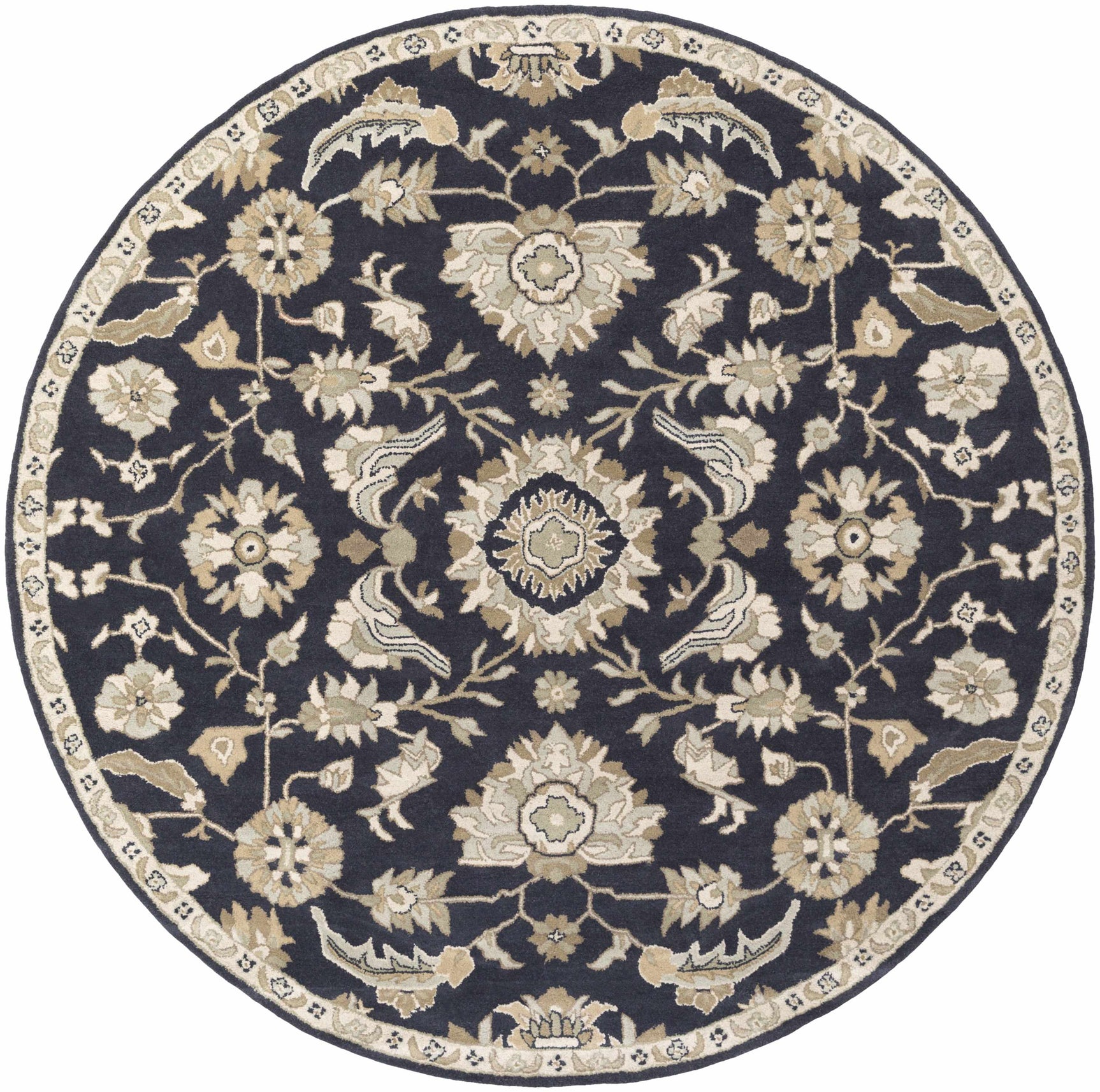 Caesar CAE-1164 Black Floral Wool Rug - Ornate Home