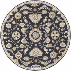 Caesar CAE-1164 Black Floral Wool Rug - Ornate Home