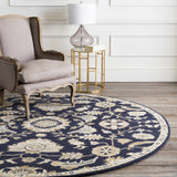 Caesar CAE-1164 Black Floral Wool Rug - Ornate Home