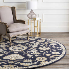 Caesar CAE-1164 Black Floral Wool Rug - Ornate Home