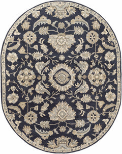 Caesar CAE-1164 Black Floral Wool Rug - Ornate Home