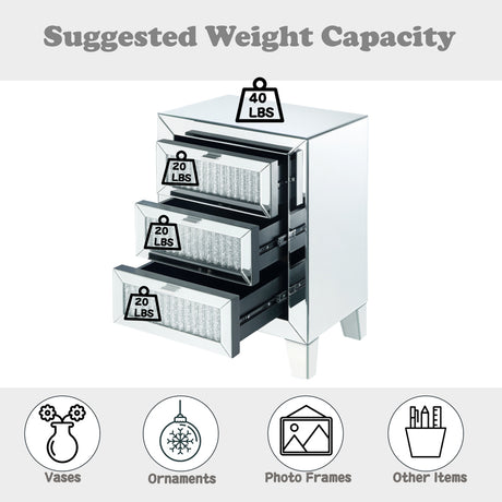 Caesia Mirrored & Faux Diamonds Accent Table - Ornate Home