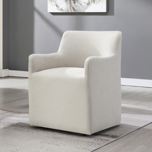 Cafell Cream Arm Chair w/Swivel Casters - Ornate Home
