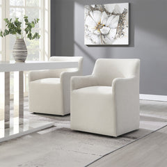 Cafell Cream Arm Chair w/Swivel Casters - Ornate Home