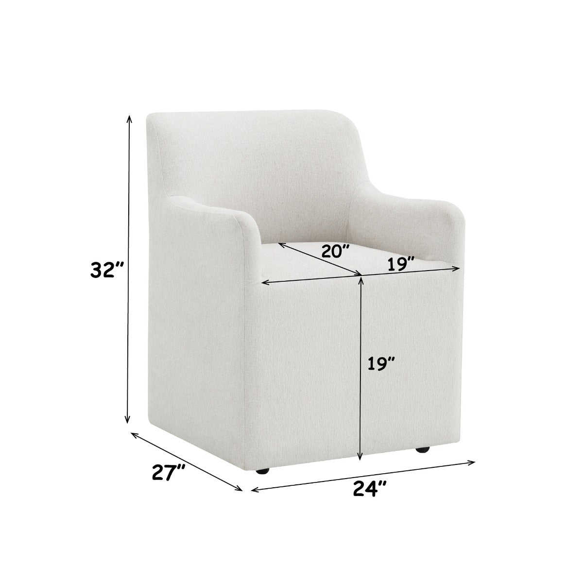 Cafell Cream Arm Chair w/Swivel Casters - Ornate Home