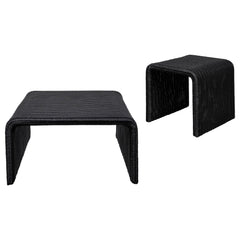 Cahya Black 2-piece Rattan Coffee and End Table Set - Ornate Home