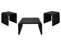 Cahya Black 3-piece Rattan Coffee and End Table Set - Ornate Home