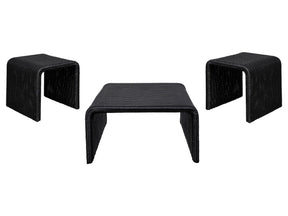 Cahya Black 3-piece Rattan Coffee and End Table Set - Ornate Home