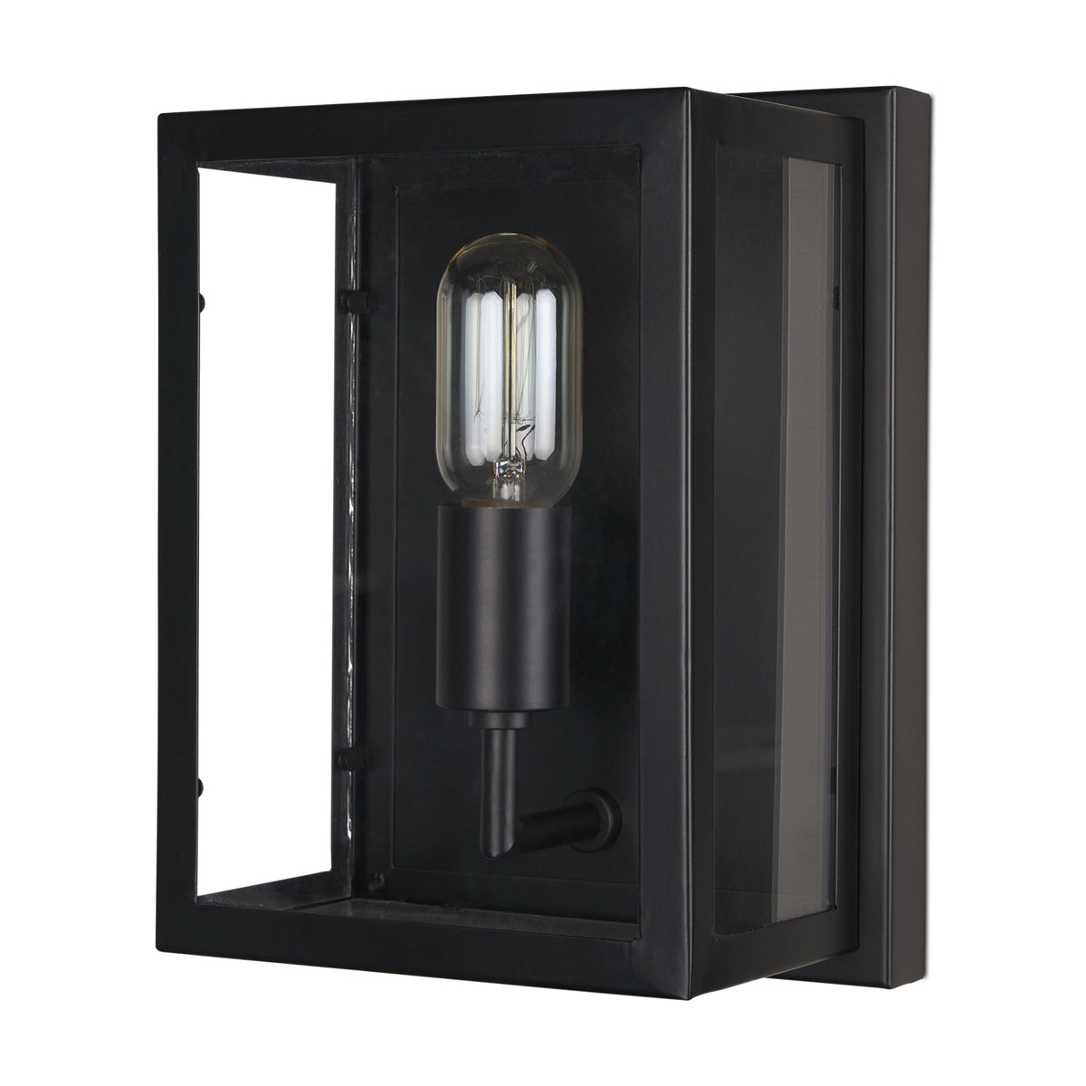 Cairn Matte Black Metal with Glass 1-Light Wall Sconce - Ornate Home
